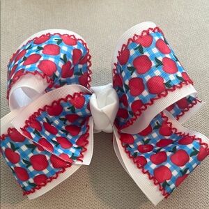 Red and Blue Apple Hair Bow